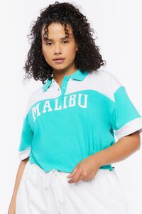 Plus Size Malibu Graphic Cropped Polo Shirt | Forever 21 (US)