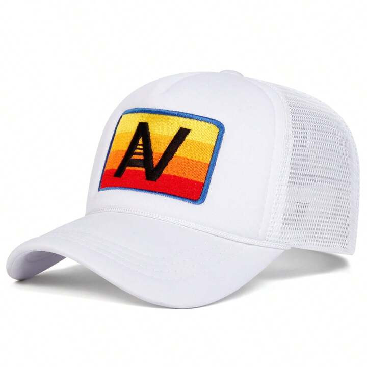 1pc Women's Rainbow Striped Embroidered Trucker Hat, Street Fashion Baseball Cap, Outdoor Sun Pro... | SHEIN