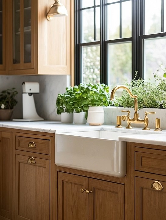 Elegance is often found in the smallest details.

A kitchen faucet may seem like a practical choice, but it's one of the most frequently used pieces in the entire home. Every morning coffee, every meal preparation, every evening cleanup begins here.

That's why we love gold faucets.

They instantly bring warmth to a kitchen without overwhelming the space. Against natural wood cabinets, white countertops, and fresh greenery, gold creates that perfect balance between luxury and comfort.

And when paired with nourishing herbs by the window, the effect is even more beautiful.

The gold introduces warmth and refinement. The herbs bring life, freshness, and natural energy. Together, they create a kitchen that feels less like a workspace and more like the heart of the home.

You don't always need a renovation to transform a kitchen.

Sometimes one intentional detail is enough.

✨ A beautiful faucet. Fresh herbs. Everyday elegance.

#KitchenDesign #GoldFaucet #KitchenInspiration #ElegantKitchen #ElegantAndDriven 

 #LTKHome