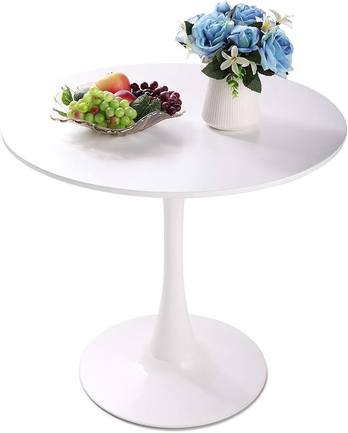 TOBBI 31.5" White Tulip Table - Mid-Century Dining Table with Round MDF Table Top, End Table Leis... | Amazon (US)