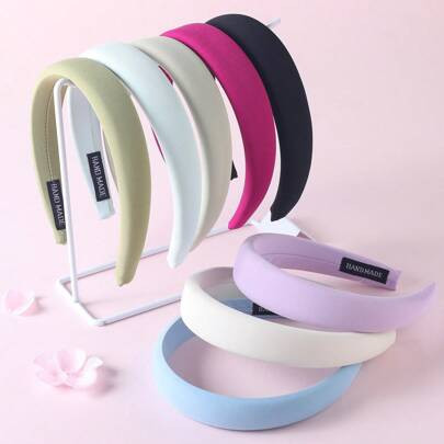 1 Pc Girls Fashion New Spring Color Padded Headband, Elegant 1.18 Inches Wide Soft Textured Sponge Hairband Hair Accessory For Daily Use | SHEIN