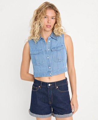 Good American Women's Denim Sleeveless Button-Up Top, Created for Macy's - Macy's | Macy's