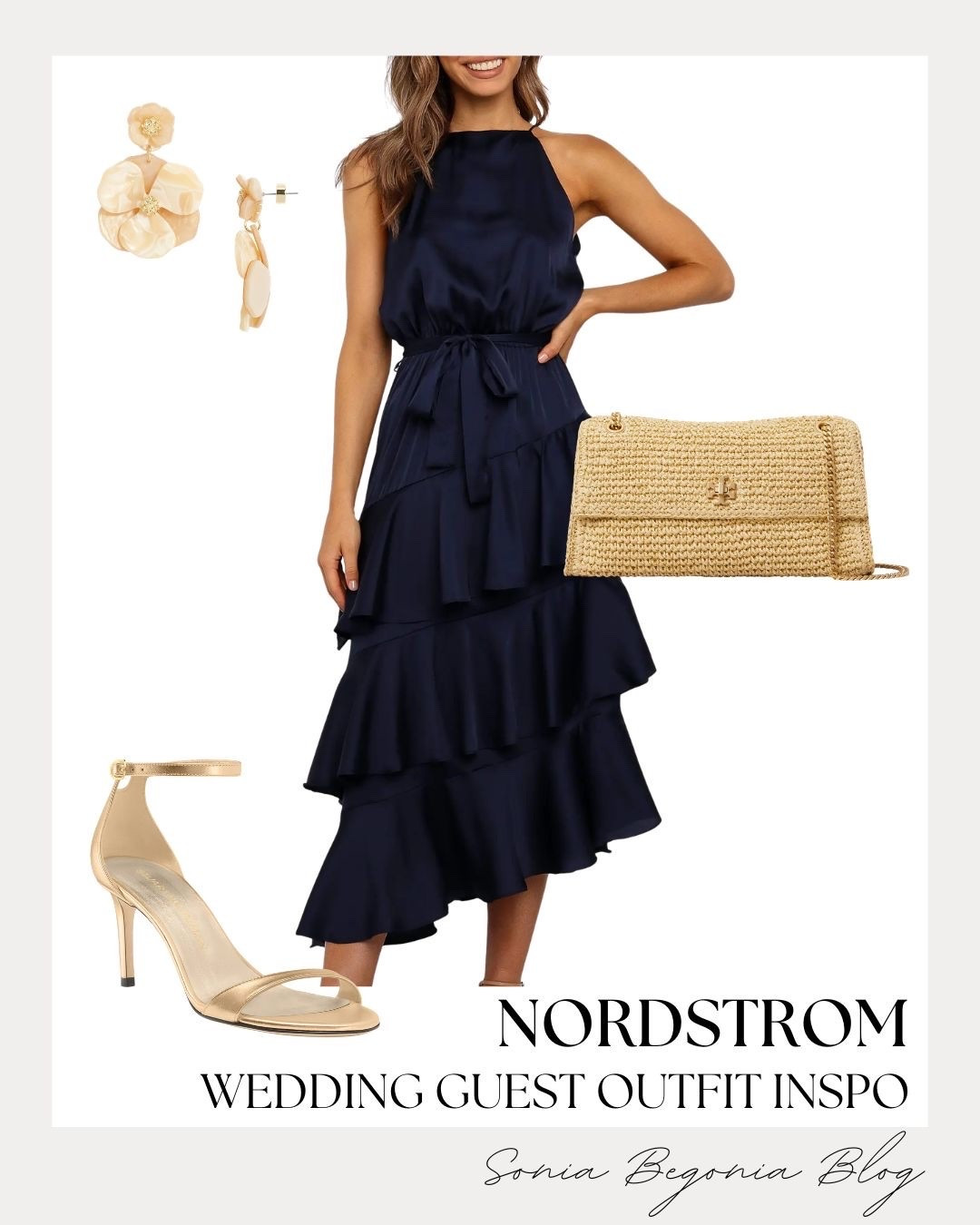 Wedding season is here, and this navy satin tiered halter dress from Nordstrom is the definition of sophisticated elegance. The rich color and flowy silhouette make it perfect for any wedding venue.

I've styled it with neutral gold heels and a natural straw clutch for a chic, balanced look.✨

#LTKwedding #LTKstyletip #WeddingGuestOutfit #NavyDress #SatinDress #TieredDress #NordstromFinds #SummerWedding #GoldHeels #SoniaBegoniaBlog

#LTKootd #LTKWedding