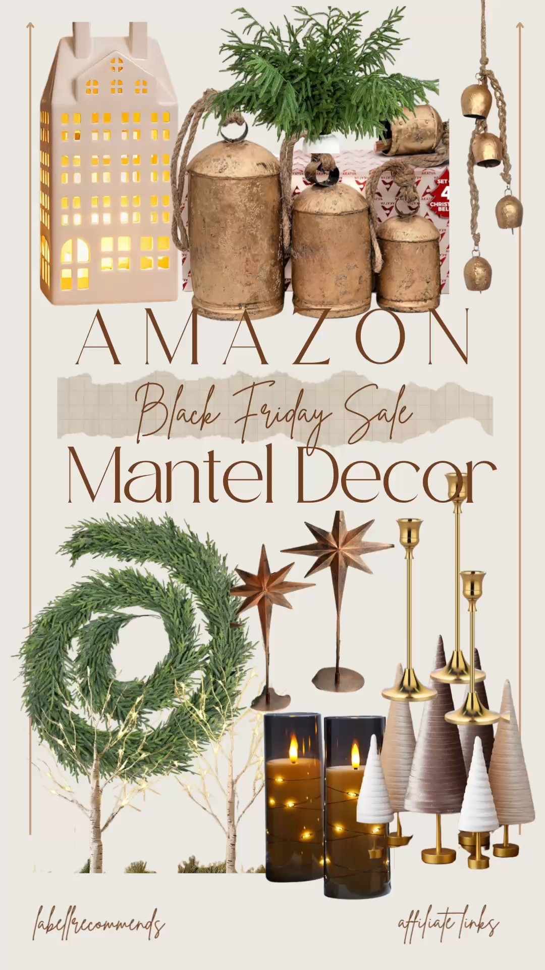 Amazon Black Friday deals on the perfect mantel decor. Candles, candlesticks, garland, Christmas houses and bells are all included in the deals for your perfect holiday mantel.

#amazonholiday #amazonblackfriday #blackfridayshopping #manteldecor #holidayfireplacedecor

Christmas bells, Christmas houses, gold candlesticks, garland, mantel Christmas decor, fireplace decorations for Christmas 

#LTKHoliday #LTKFindsUnder50 #LTKSaleAlert