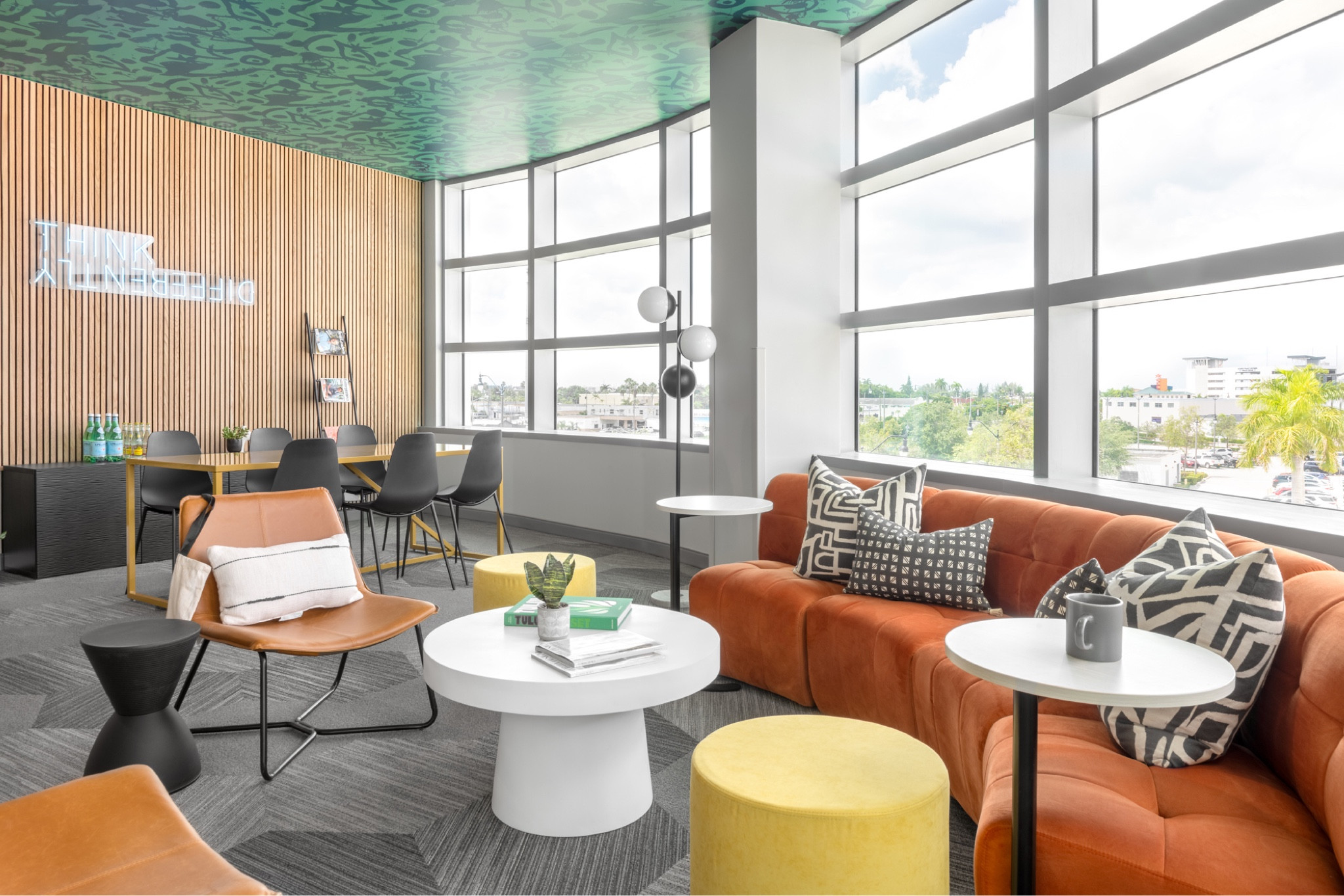Miami Dade College Homestead Campus. From vision to reality, this renovated coworking space was enhanced for collaboration, ideation and creativity.  Using bold and vibrant design features, diverse seating options, and a historic gallery wall, this space was turned into a versatile and energetic environment. #collegedecor #collegedesign #coworkingspaces #educationspaces #ceilingwallpaper #gallerywalldesign


#LTKhome