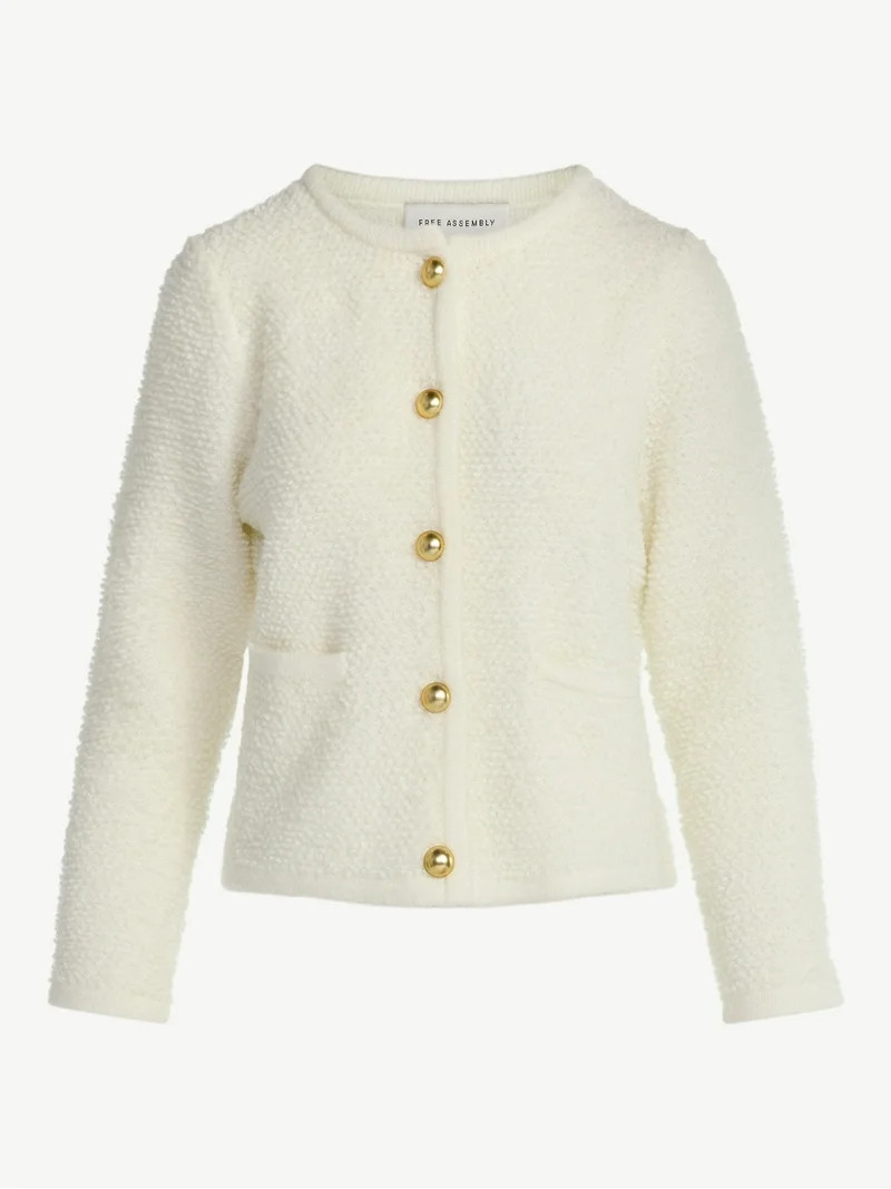 Free Assembly Women's Nubby Cardigan with Welt Pockets, Midweight, Sizes XS-XXL | Walmart (US)