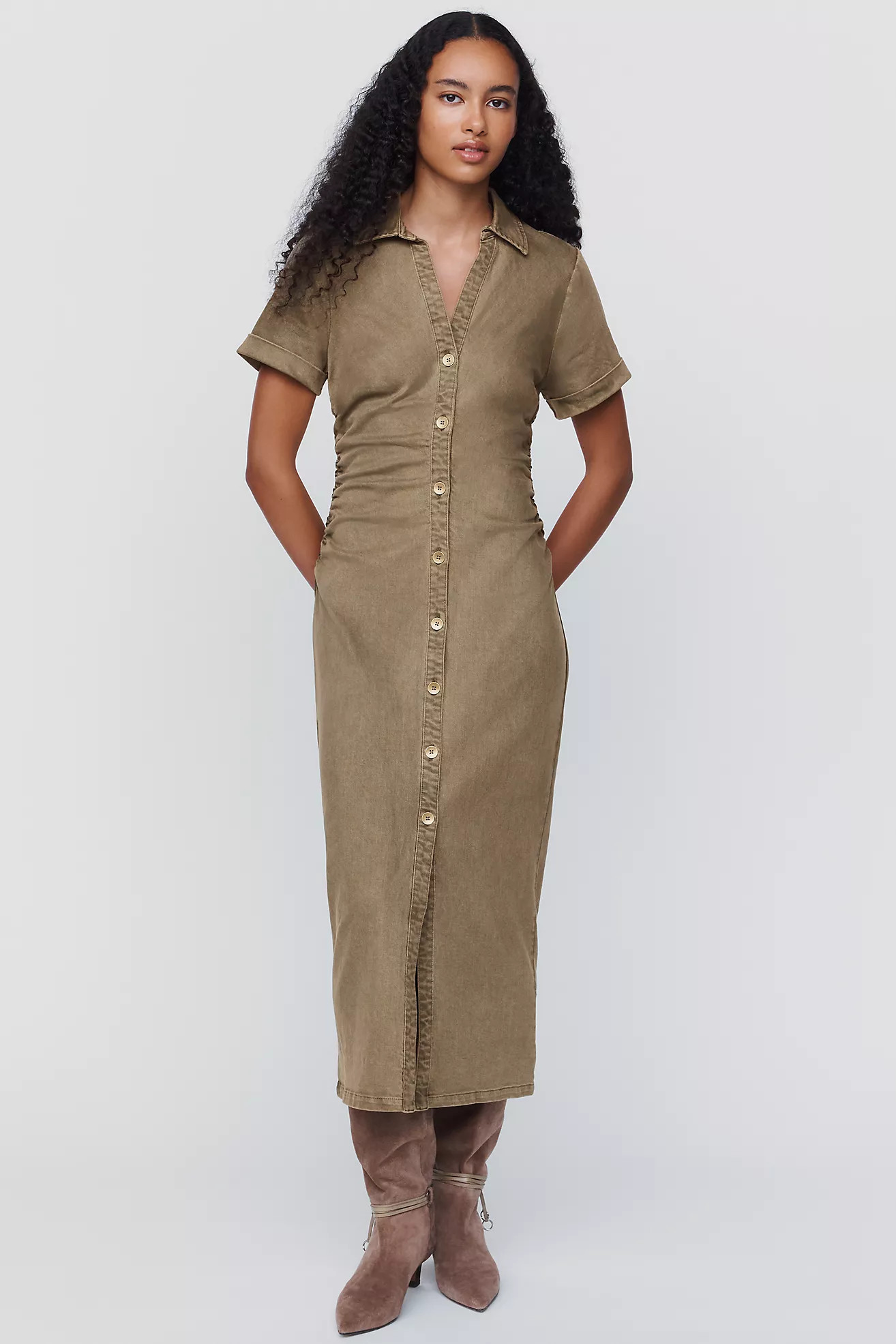 Pilcro Greer Denim Midi Shirtdress | Anthropologie (US)