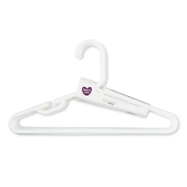 Parents' Choice Brand Infant and Toddlers Plastic Hanger, White Color,   10 Count / Set, Clothing... | Walmart (US)