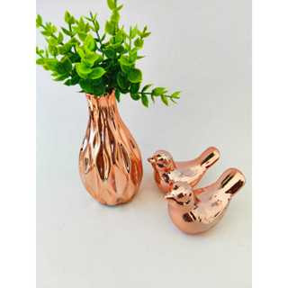 Kit Decoração Sala Vaso Cerâmica Bandeja Vidro Enfeite Mesa com Passaro / Passarinhos Dourado ... | Shopee (BR)