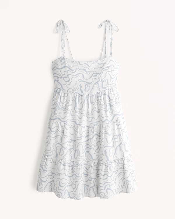 Tie-Strap Linen-Blend Mini Dress | Abercrombie & Fitch (US)