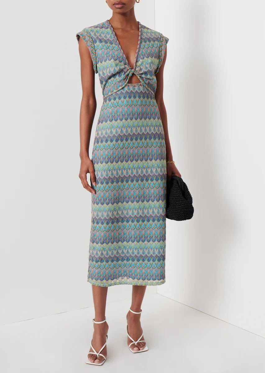 Barbara Twist Dress - Blue Multi | Derek Lam