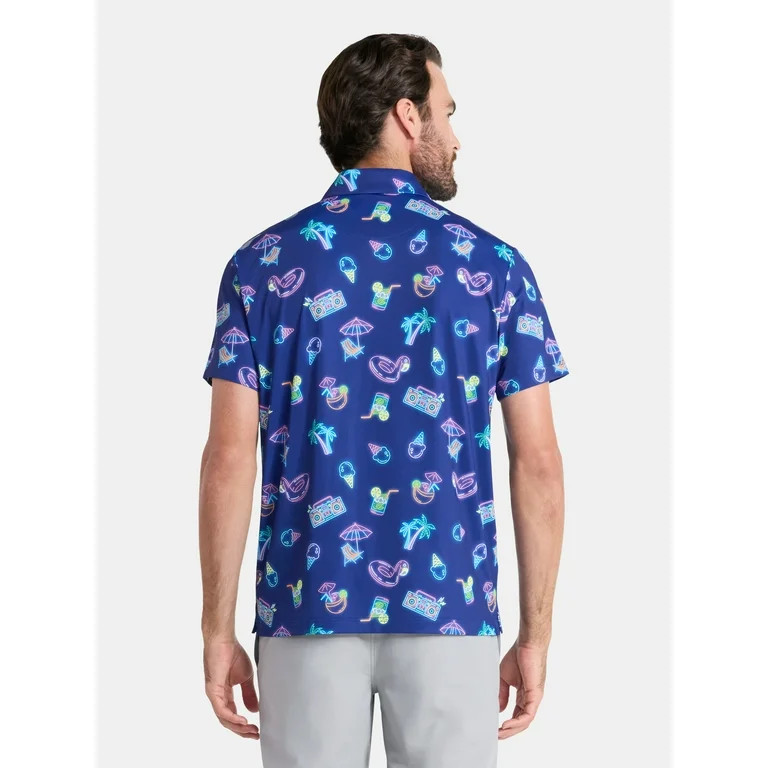 Birdie Bound Men's and Big Men's Neon Pool Party Print Polo Golf Shirt, Sizes S-3XL | Walmart (US)