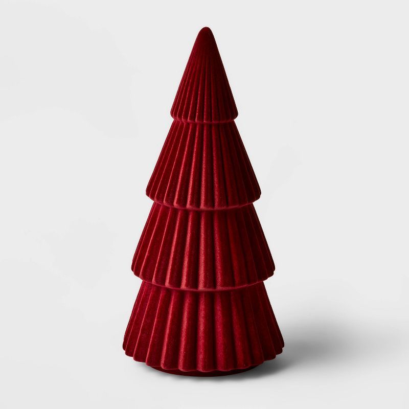 Flocked Tree Decorative Figurine Dark Red - Wondershop™ | Target