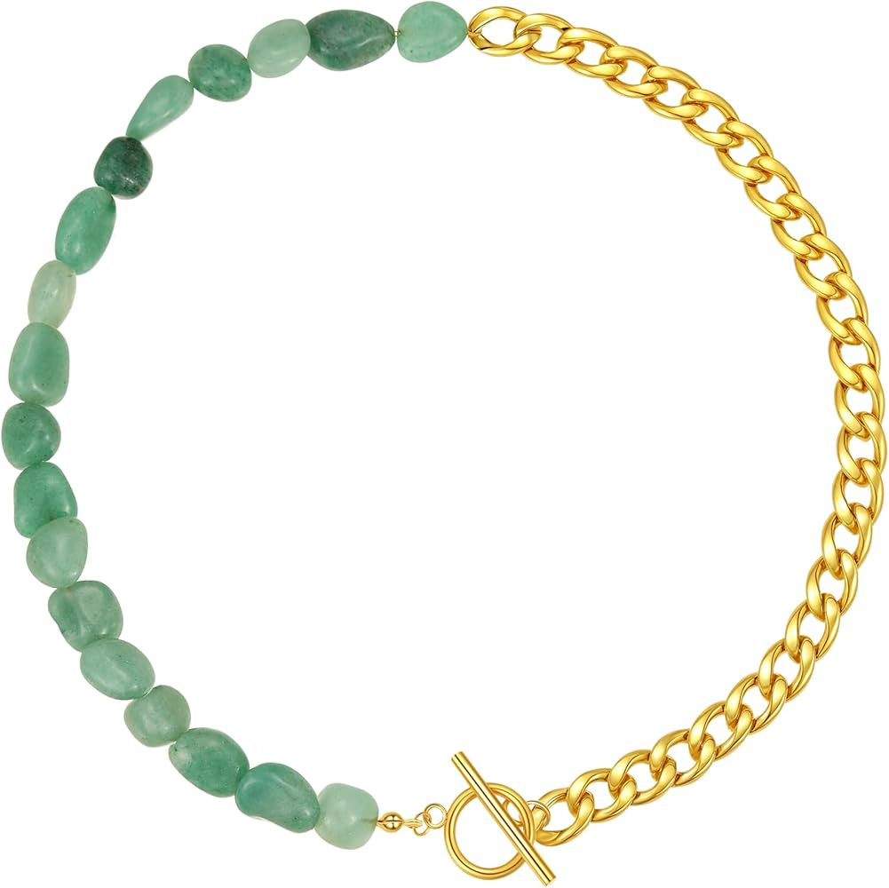 Wellike Beaded Necklaces For Women Dainty Healing Crystal Handmade Gold Choker Necklace 18k Gold ... | Amazon (US)