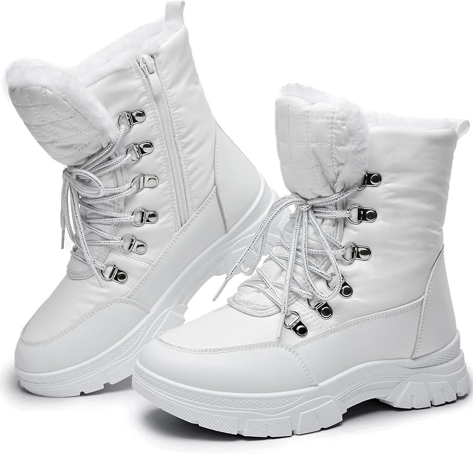Rominz Womens Winter Snow Boots with Zipper Warm Fur Lined Mid Calf Ankle Booties for Women Comfo... | Amazon (US)