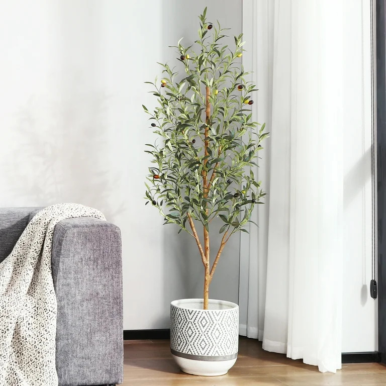 5FT Artificial Olive Tree in Pot, Artificial Olive Plants with Fruits, Realistic Indoor Outdoor P... | Walmart (US)
