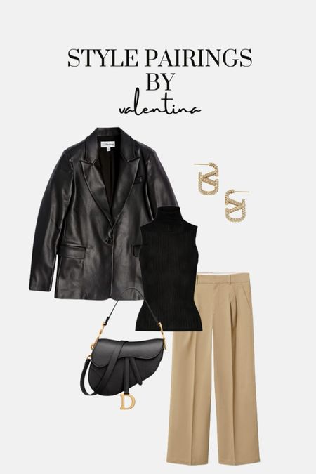 New in, style pairings, new season, aw22, fall styles, fall fashion, outfit inspiration, leather blazer, gold earrings, beige trousers, dior bag, black tank 

#LTKeurope #LTKSeasonal #LTKstyletip