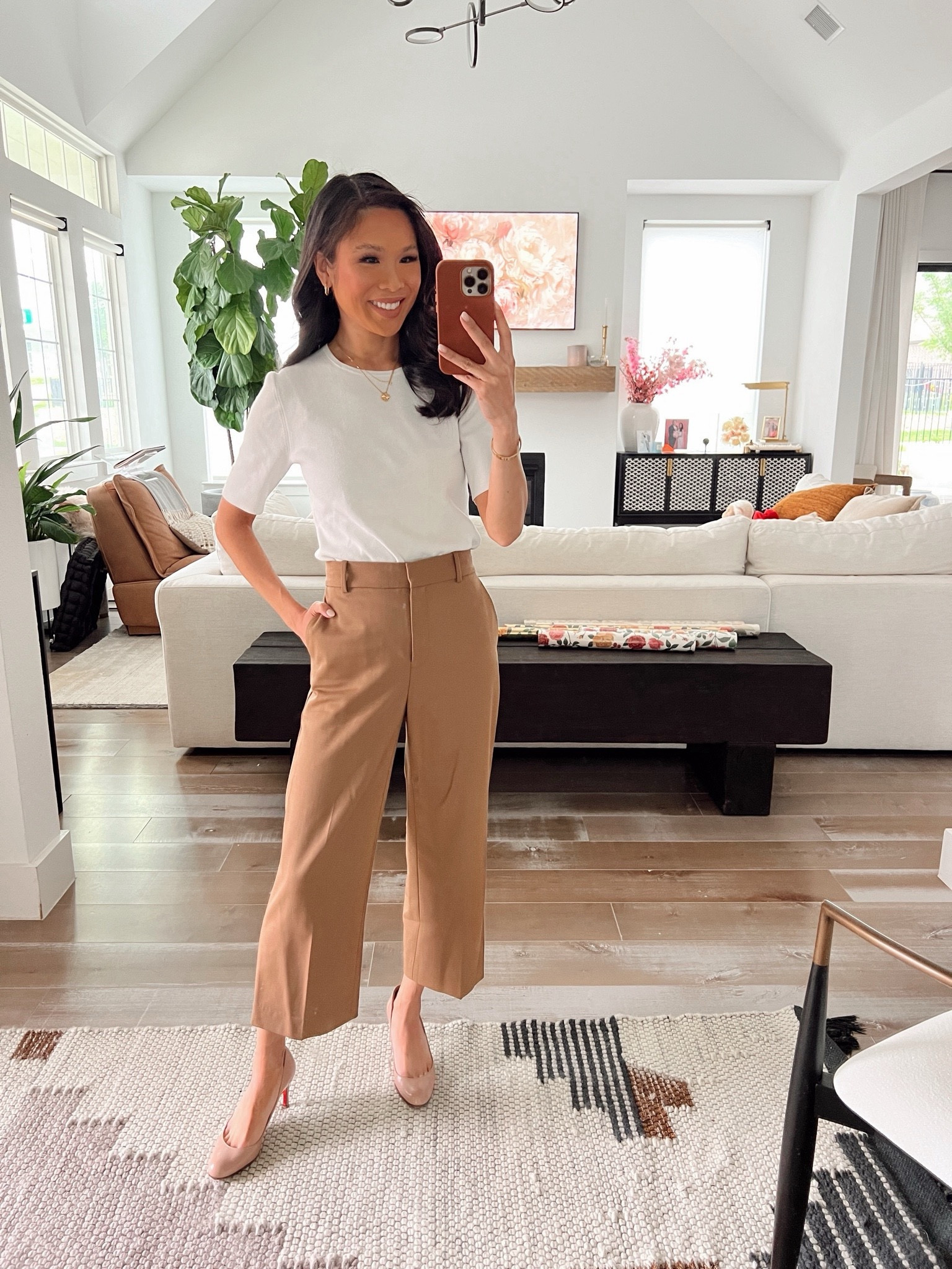 Workwear outfit this is perfect for transitioning into fall. Love these Aritzia wide leg cropped pants that are petite friendly! Wearing size 00 regular and they fit like a dream. Pairing with my favorite knit top from MMLF, use code HKCUNG for 20% off your first full price purchase. 

#LTKStyleTip #LTKSeasonal #LTKWorkwear