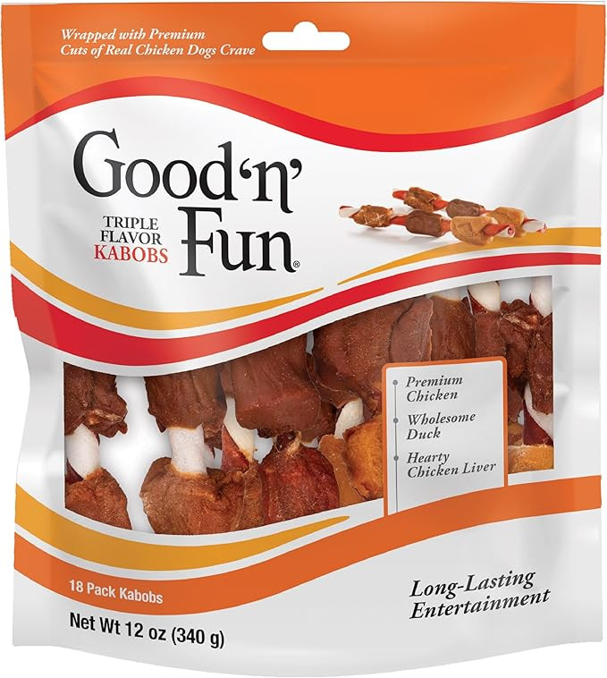Good'N'Fun Triple Flavored Rawhide Kabobs for Dogs, 1 pack, 12 oz | Amazon (US)