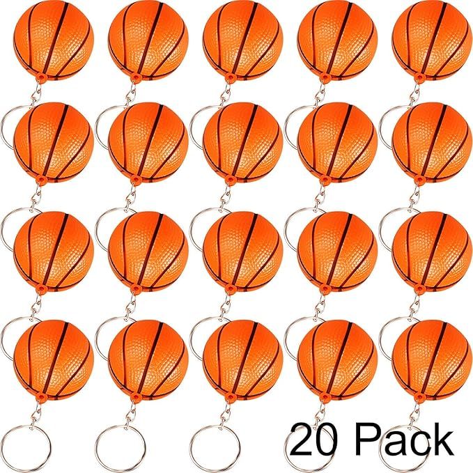 Blulu 20 Pack Orange Basketball Keychains for Party Favors, School Carnival Reward, Party Bag Gif... | Amazon (US)