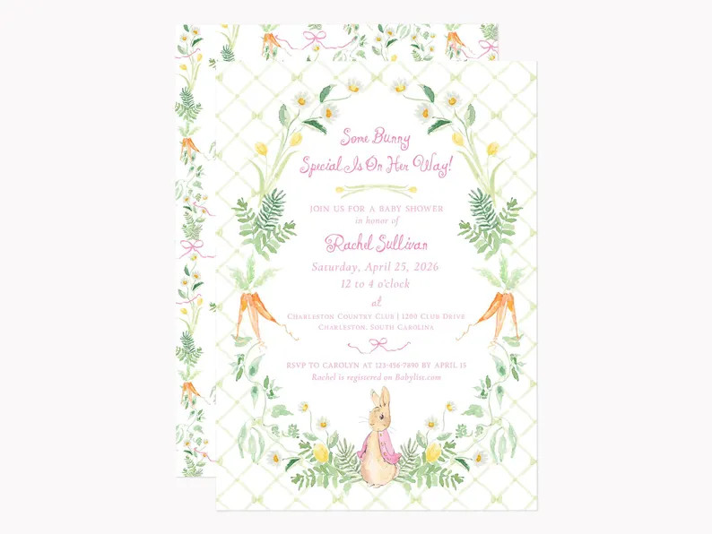 Flopsy Bunny Invitations | Printed 5x7 Spring Storybook Party Invites With Envelopes - Etsy | Etsy (US)