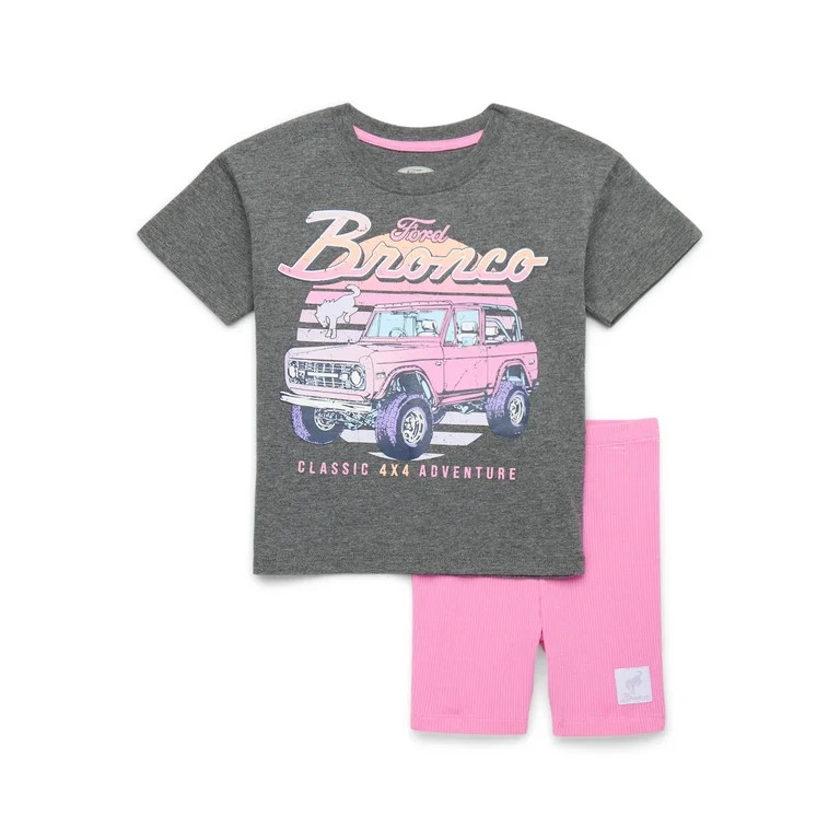 Ford Bronco Toddler Girls Graphic Tee and Bike Shorts Set, 2-Piece, Sizes 2T-5T | Walmart (US)