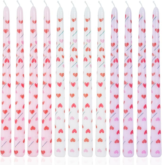 Heart Taper Candles Red Tall Taper Candles 12 inch Unscented Smokeless Candle for Candlesticks St... | Amazon (US)