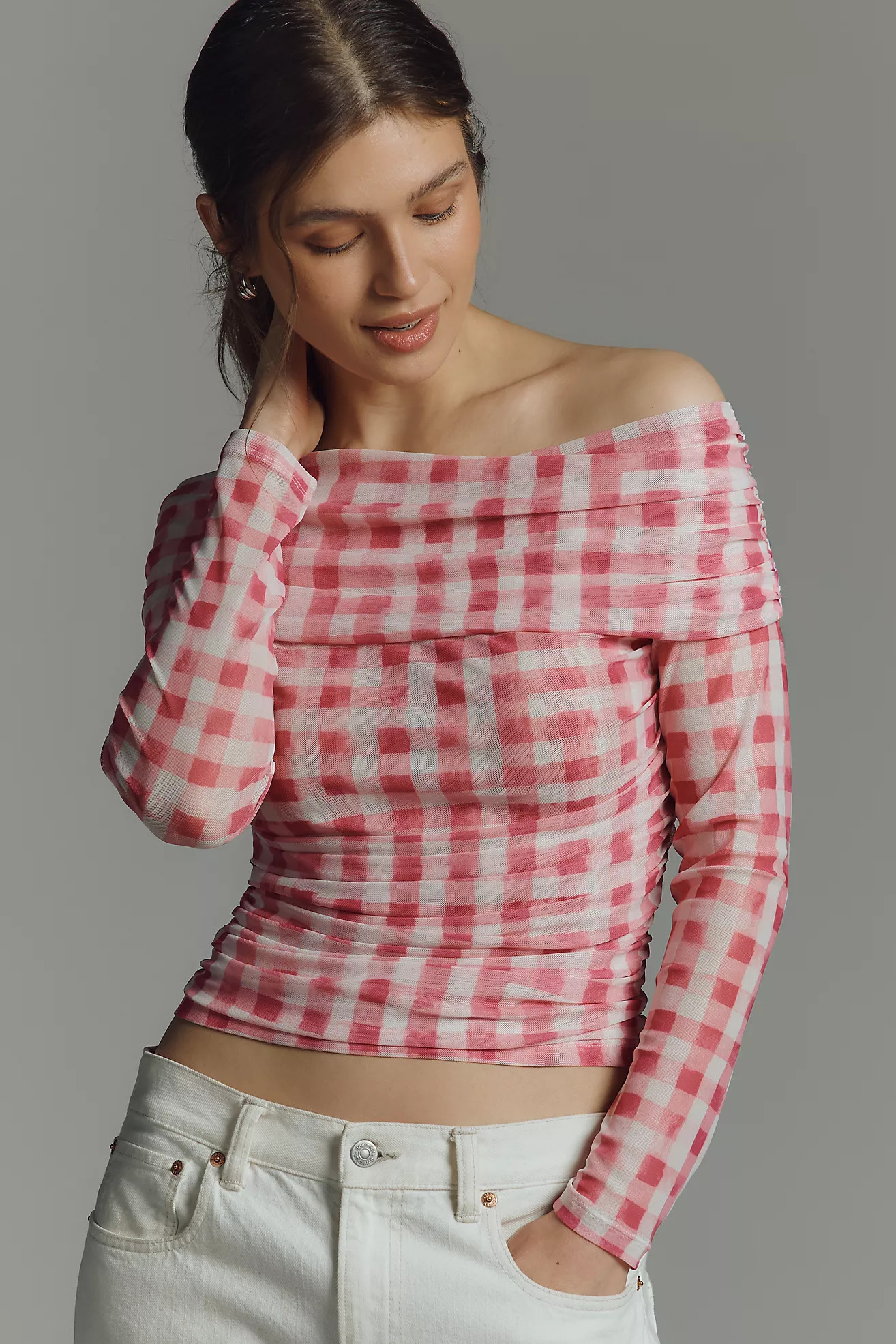 The Aleda Mesh Off-Shoulder Top by Maeve | Anthropologie (US)