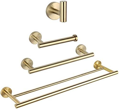 GERZWY Bathroom Hardware Set 4 Pieces Brushed PVD Zirconium Gold SUS 304 Stainless Steel Bathroom... | Amazon (US)