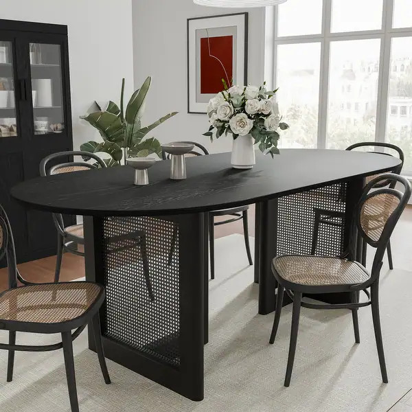 Wooakway Solid Wood 67'' Oval Dining Table for 6-8 People Nordic style - Bed Bath & Beyond - 4016... | Bed Bath & Beyond