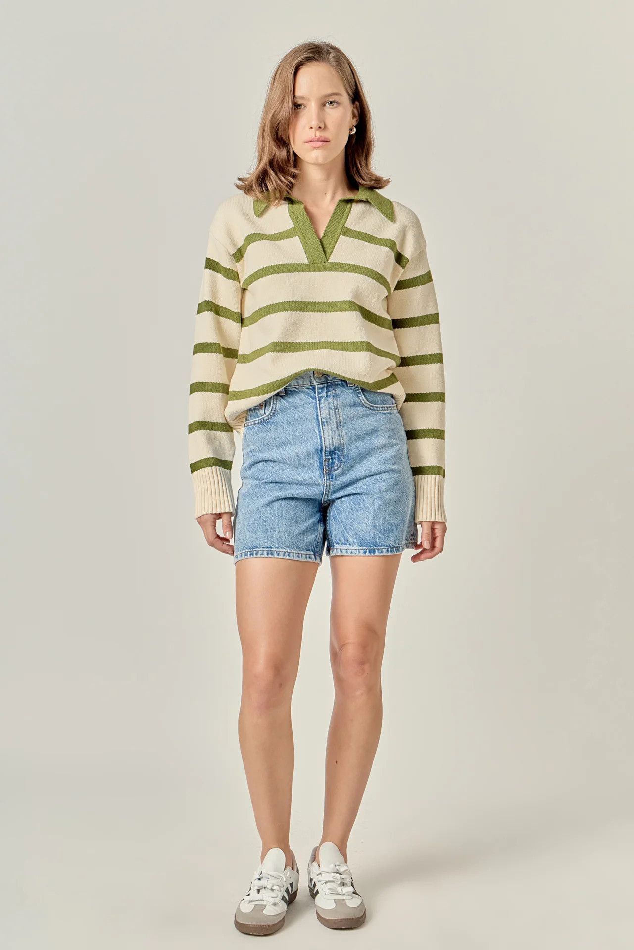 Striped Collared Sweater | English Factory