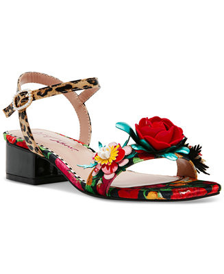 Betsey Johnson Women's Charrly Two-Piece Block-Heel Floral Sandals - Macy's | Macy's