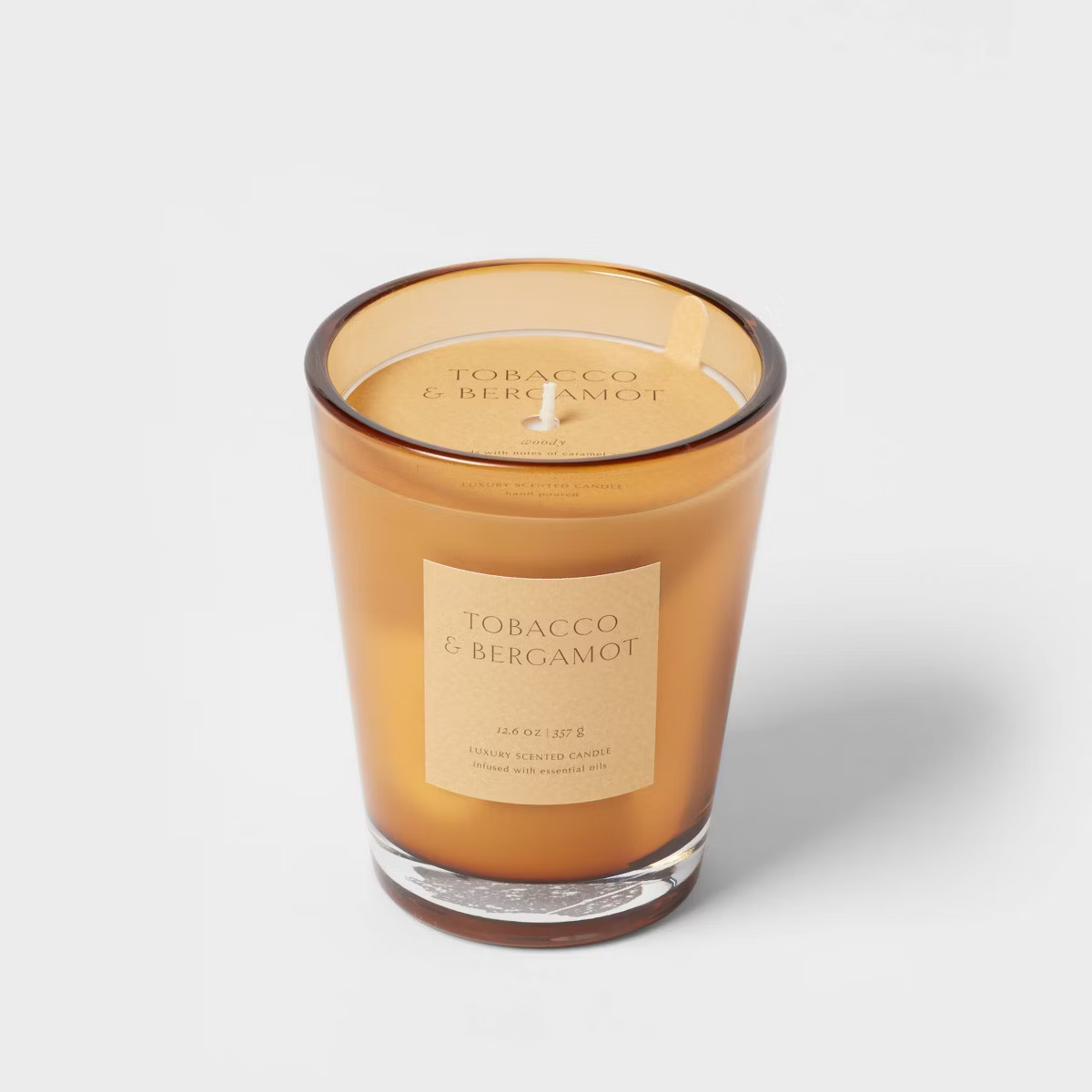 Colored Vase Glass with Dustcover Tobacco and Bergamot Candle Yellow - Threshold™ | Target