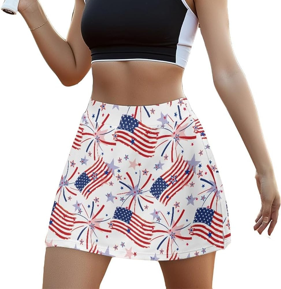 Irisjudy 70s Hippie Tennis Skirts with Pockets Golf Skirt with Shorts, Retro Hippy Tennis Skorts ... | Amazon (US)