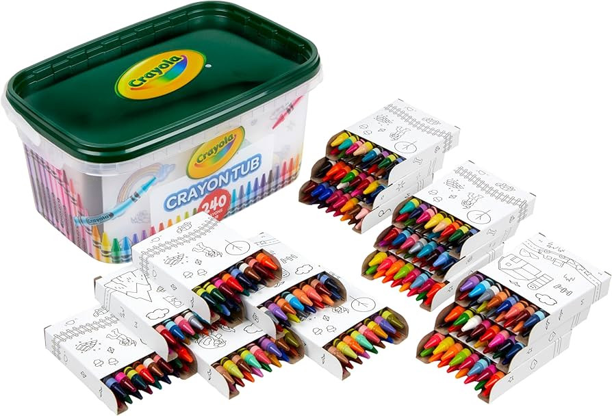 Crayola Crayon Tub (240ct), Bulk Crayons for Kids, Spring Craft Supplies, Classroom Coloring Gift... | Amazon (US)