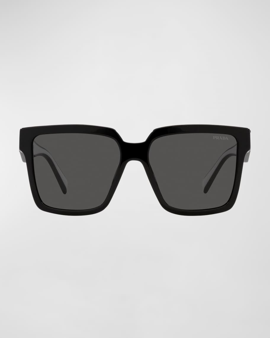 Prada Contrasting Logo Square Acetate & Plastic Sunglasses | Neiman Marcus