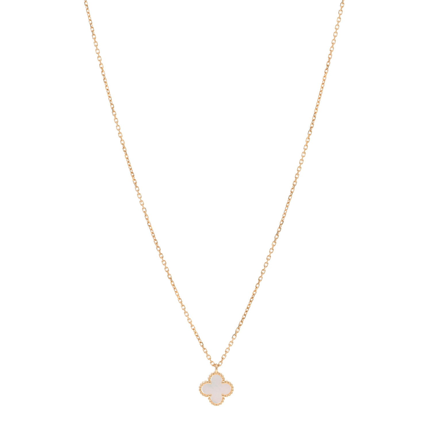 18K Yellow Gold Mother of Pearl Sweet Alhambra Pendant Necklace | FASHIONPHILE (US)