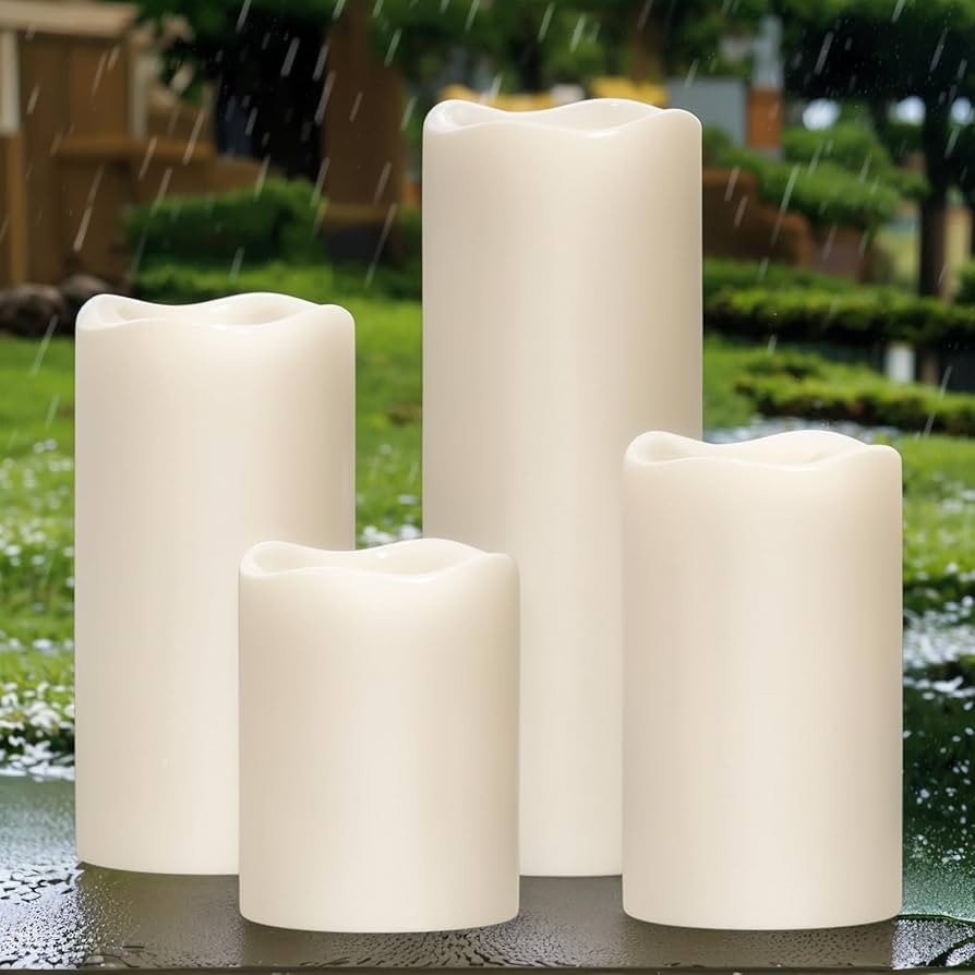 Eldnacele Waterproof Flameless Flickering Candles with 6 Hours Timer, Indoor Outdoor White LED Pl... | Amazon (US)