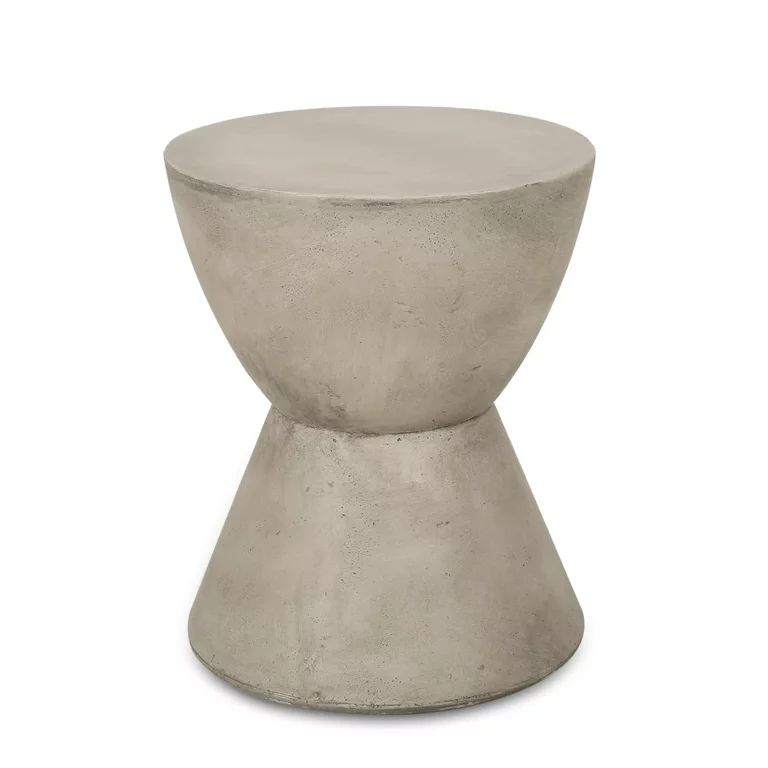 Noble House Montreal Outdoor Hourglass Concrete Stone Side Table in Light Gray | Walmart (US)