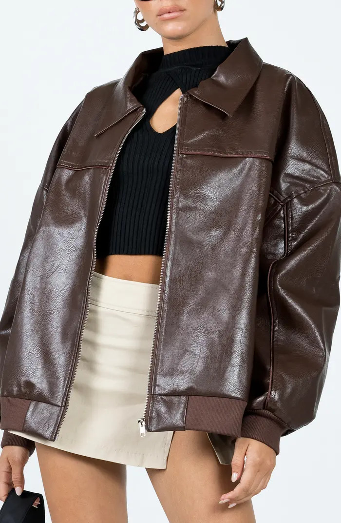 Goldsmith Oversize Faux Leather Bomber Jacket | Nordstrom