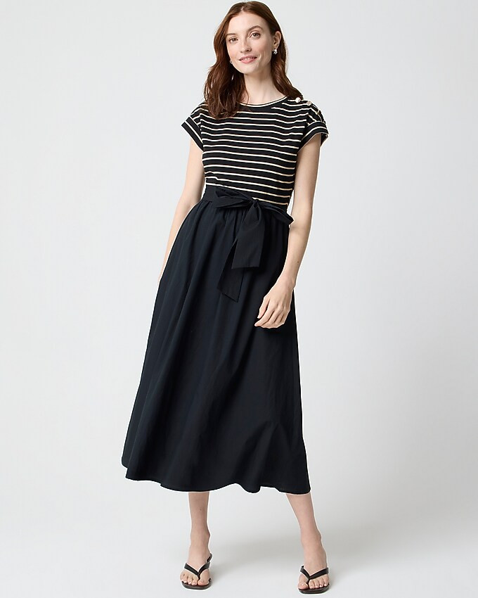 Button-shoulder tie-waist knit mixy dress | J.Crew Factory