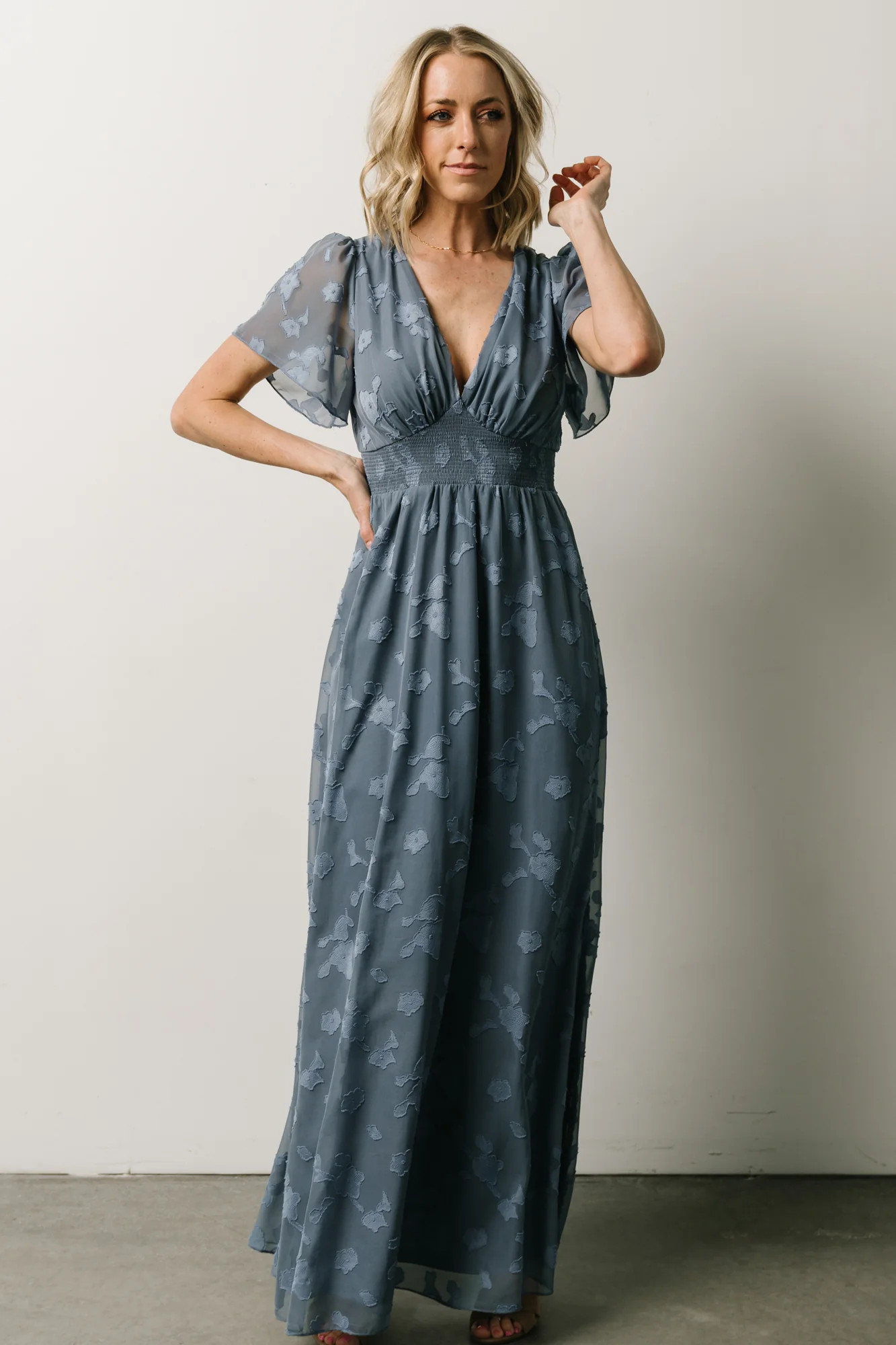 Evelyn Smocked Maxi Dress | Blue | Baltic Born