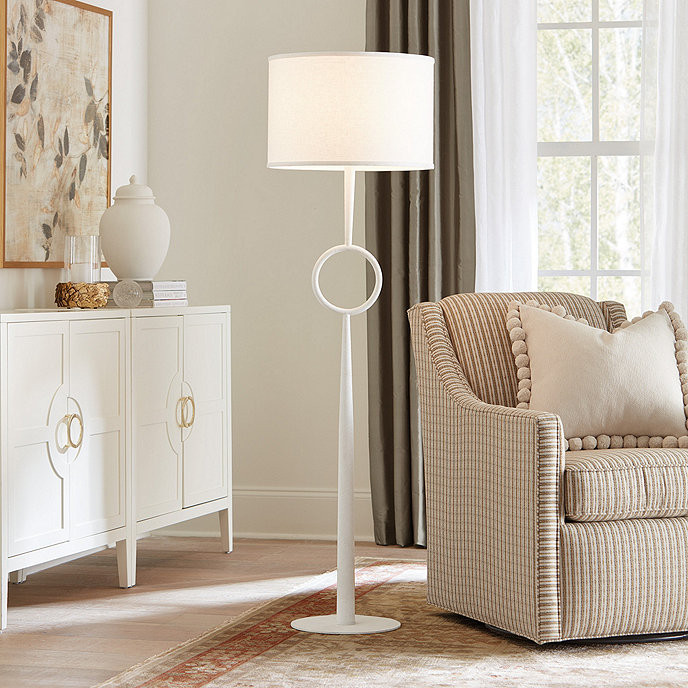 Kacey Stick Floor Lamp White Iron Base & Leighton Pleated Shade | Ballard Designs, Inc.