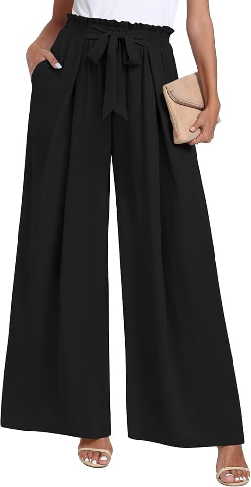 TAOHUADAO Wide Leg Maxi Pants for Women High Waisted Plus Size Palazzo Pants Casual Flowy Trouser... | Amazon (US)