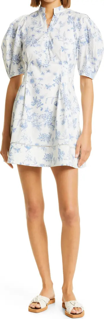 Club Monaco Floral Puff Sleeve Minidress | Nordstrom | Nordstrom