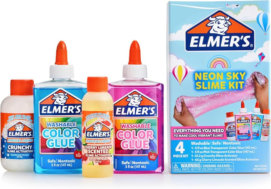 Elmer's Neon Sky Slime Kit, Slime Supplies Include Transparent Color Liquid Glue, Crunchy & Cherr... | Amazon (US)