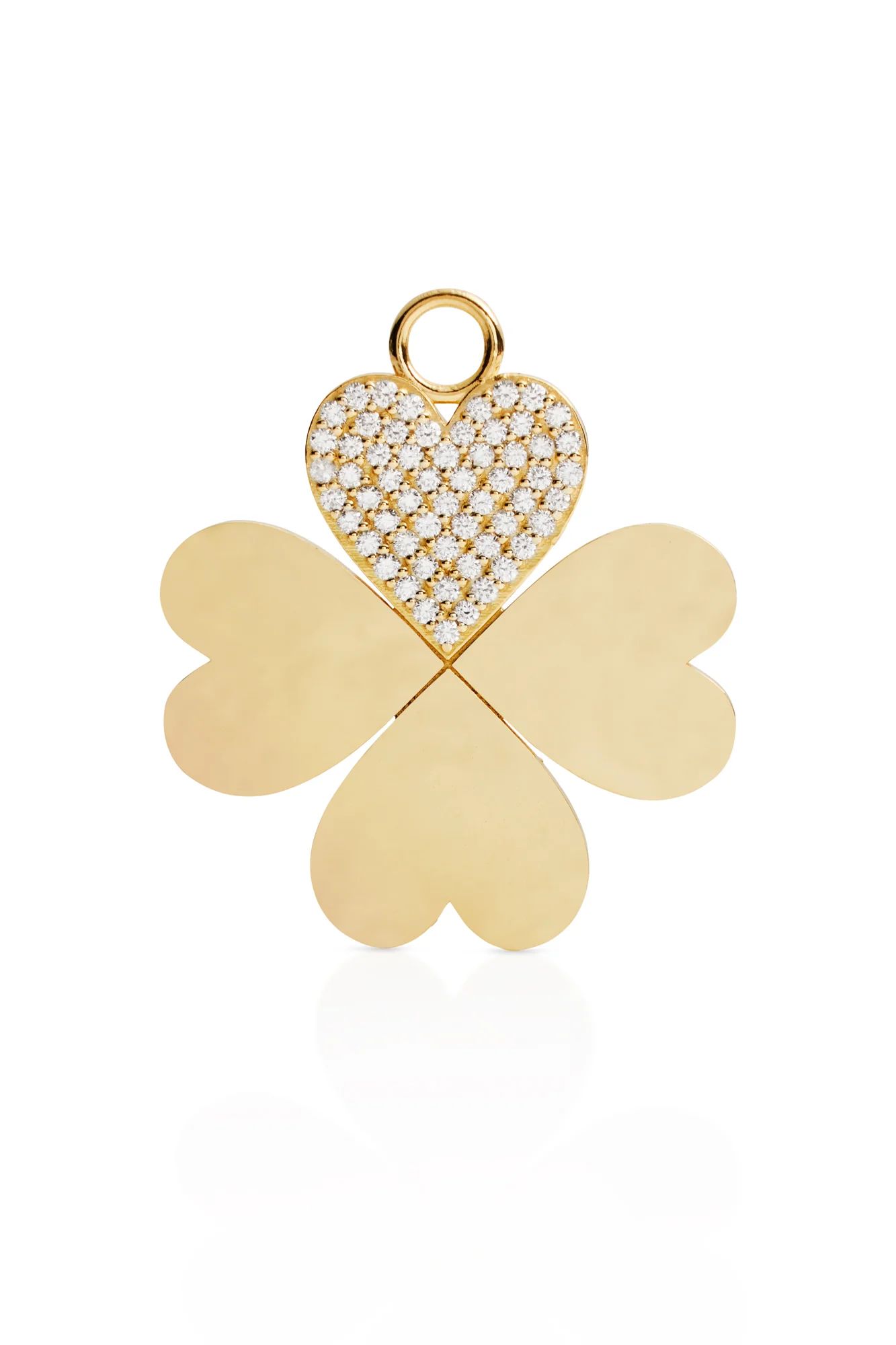 18KY Pave Four Leaf Heart Clover Charm | Susan Saffron Jewelry
