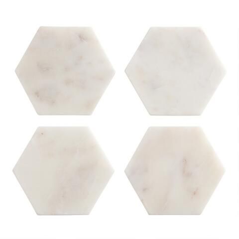 White Marble Hexagon Coasters 4 Pack | World Market