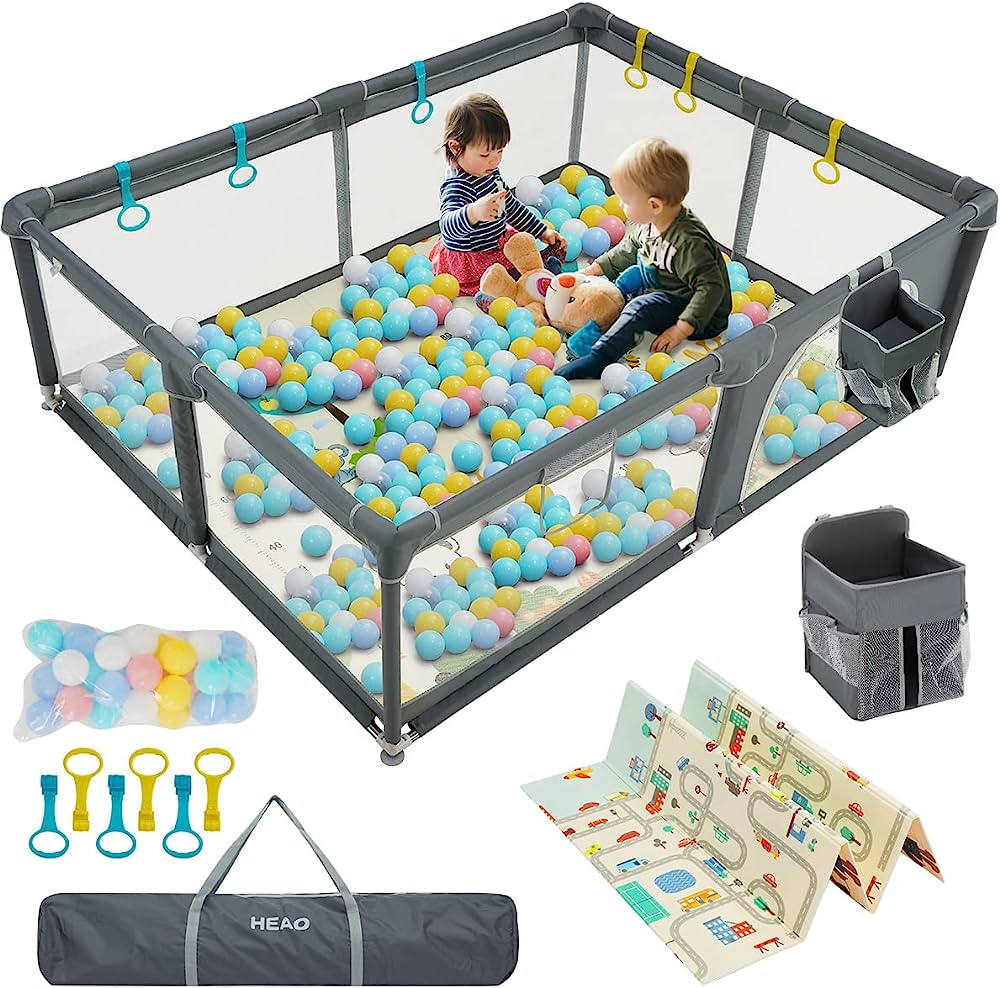 HEAO 79x59" Baby Playpen Extra Large Playard with mat Playpen for Babies with Gate Baby Playpen A... | Amazon (US)