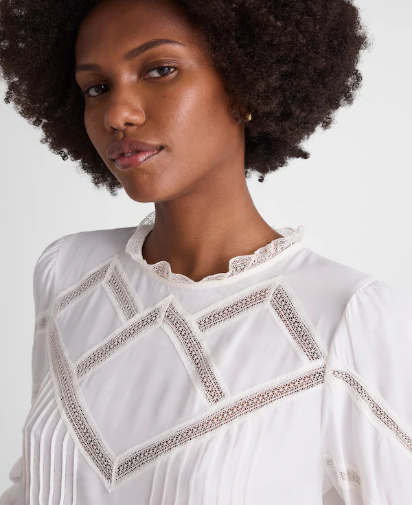 Lace-Insert Mockneck Long-Sleeve Top | Madewell